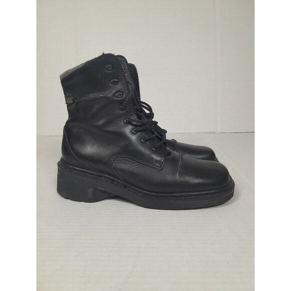 Vtg Y2k Dr Doc Martens Black Cap Toe Combat Boots 7 UK‎ Made In England Rare